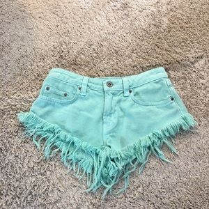 LR Stores Camar Mint Green Shredded Shorts size25